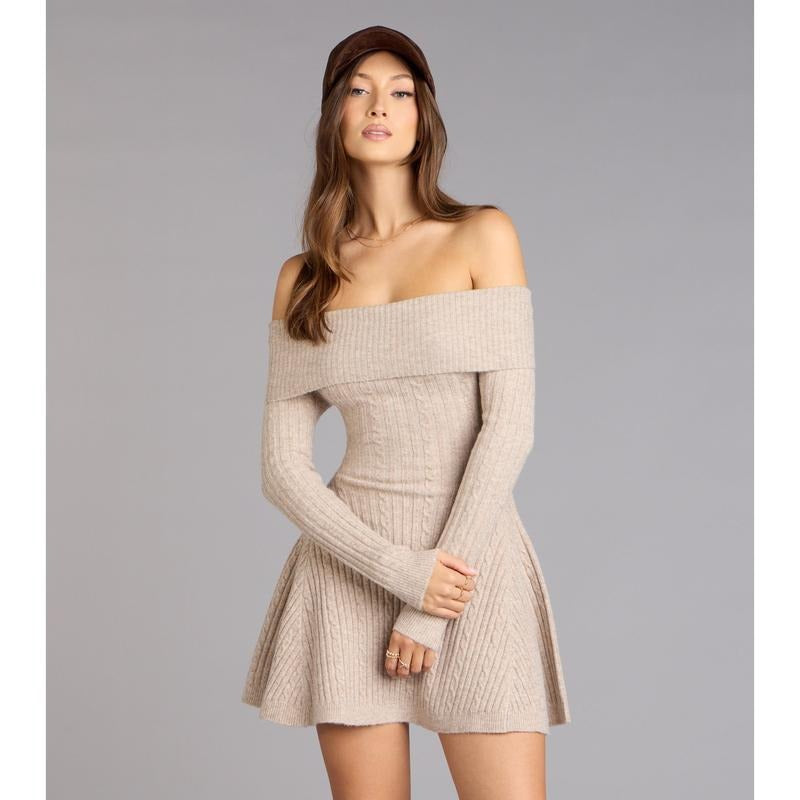 Lunir™ Wrapped Up Off-Shoulder Dress
