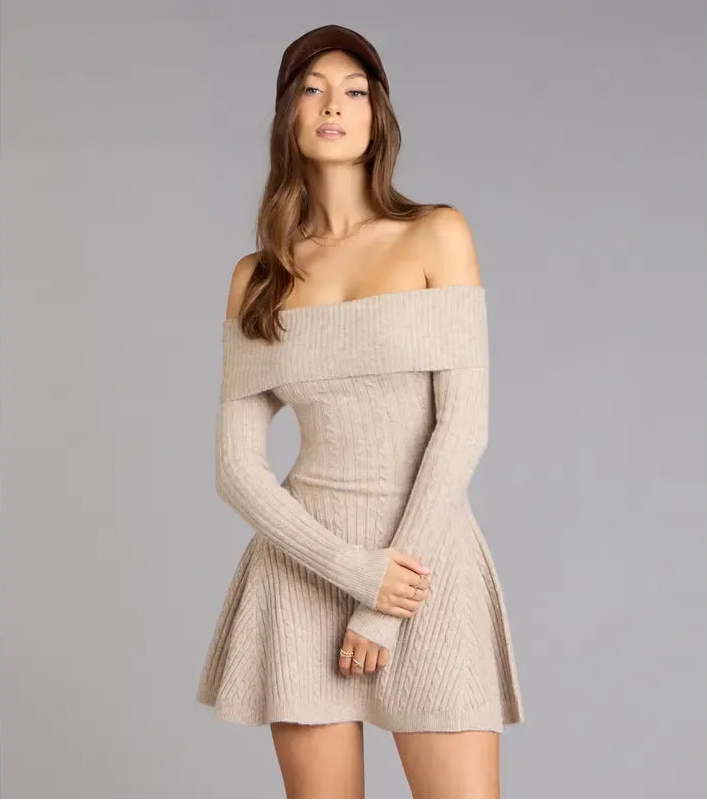Lunir™ Wrapped Up Off-Shoulder Dress